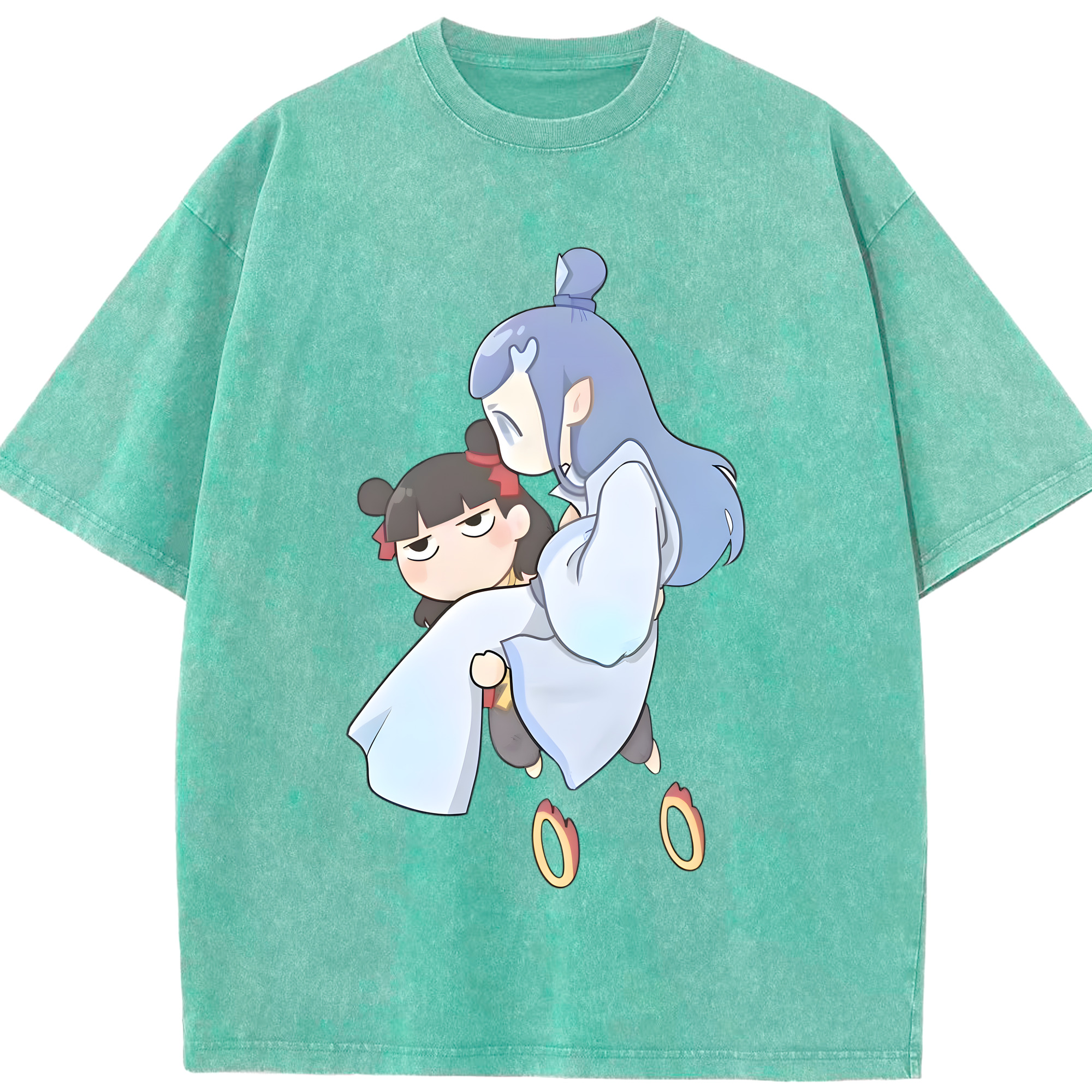 （画像用） Ne Zha 2 ナタ 魔童の大暴れ 綿100% ヴィンテージ風 半袖Tシャツ（フロントプリント）